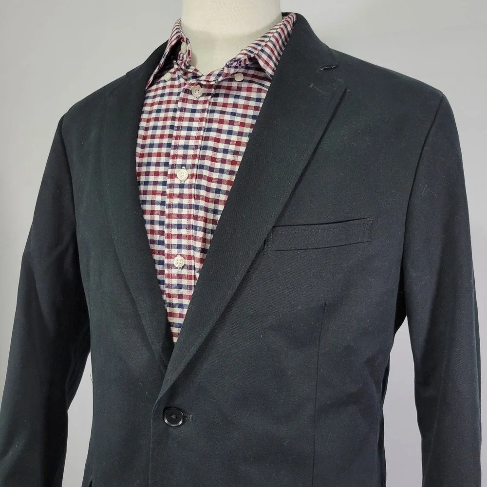 Banana Republic Men's Sport Coat Blazer Two Button Black800 Cotton Blend‎ 44R